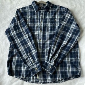 Wrangler Men’s Blue Plaid Long Sleeve Shirt Country Button Down Navy Man Large L